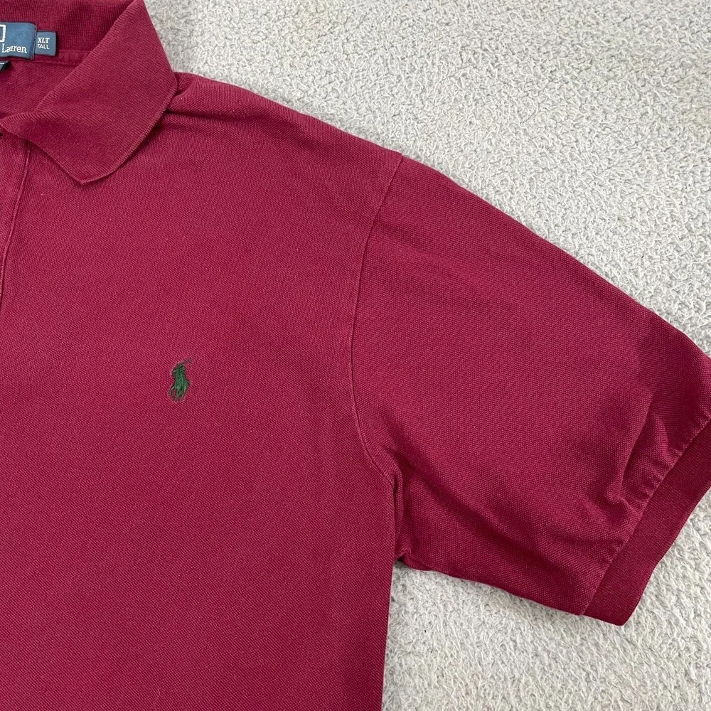 Vintage Polo Ralph Lauren Polo Men XLT Burgundy Preppy Cotton Short Sleeve